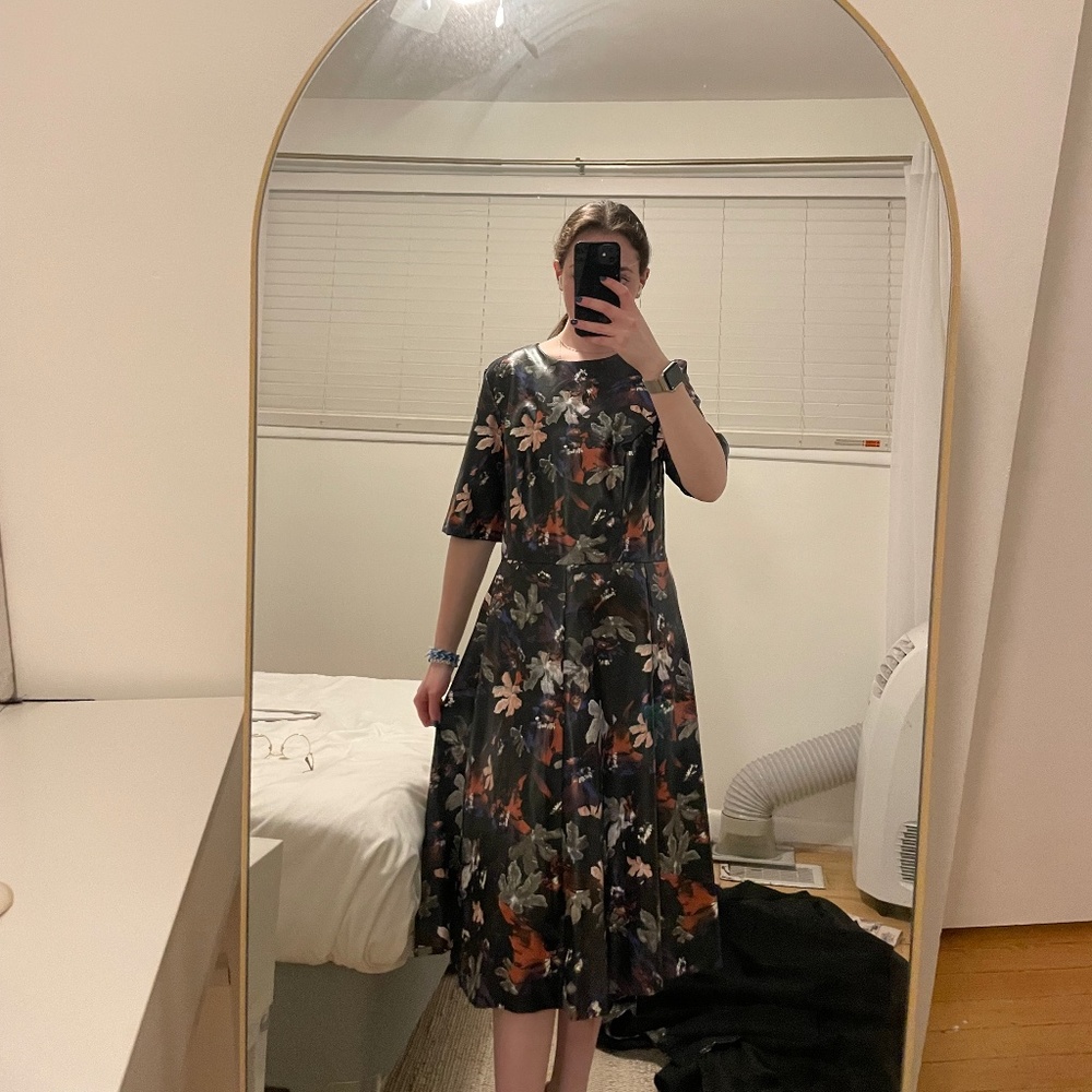 Pleather floral dress
